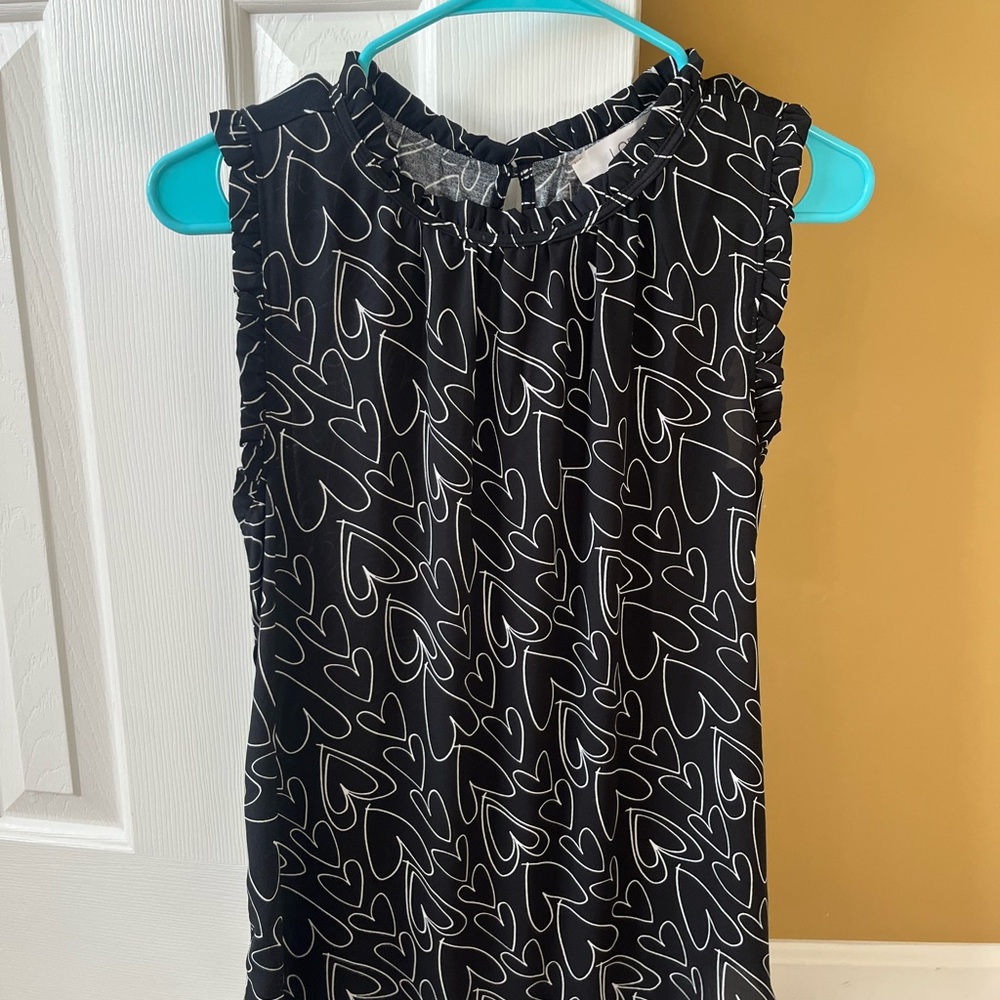 LOFT Women’s Blouse with Black Heart Design